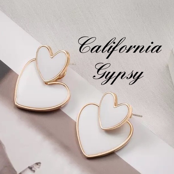 Gold Heart Earrings - Picture 5 of 7